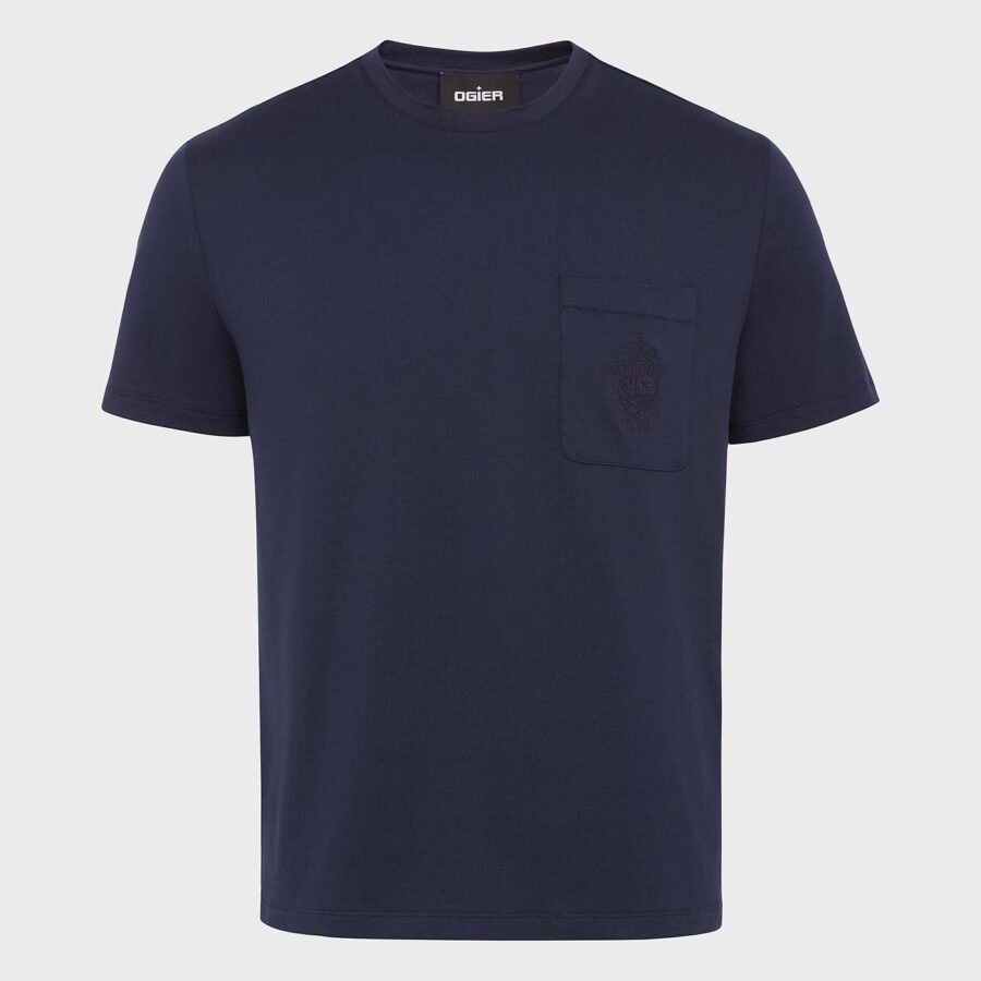 Garros Jersey Cotton T-Shirt Navy