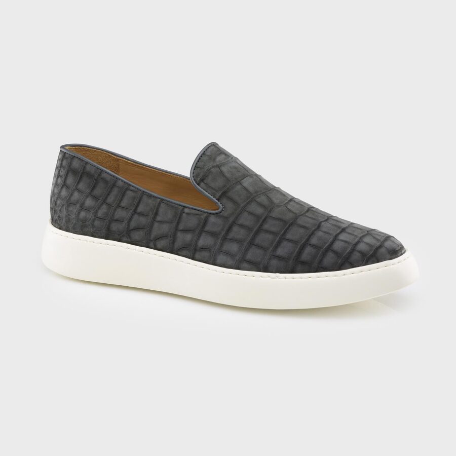 Marrakesh Alligator slip-on Suede Mocassin Grey