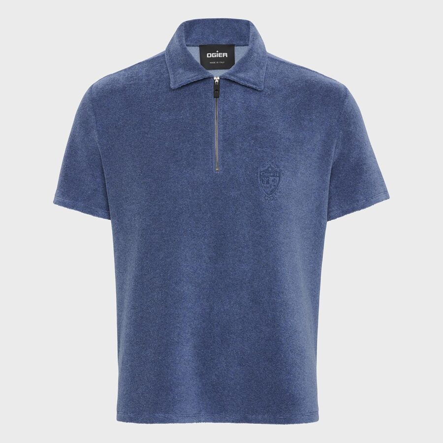 Pinerolo Cotton Sponge Polo Shirt Blue